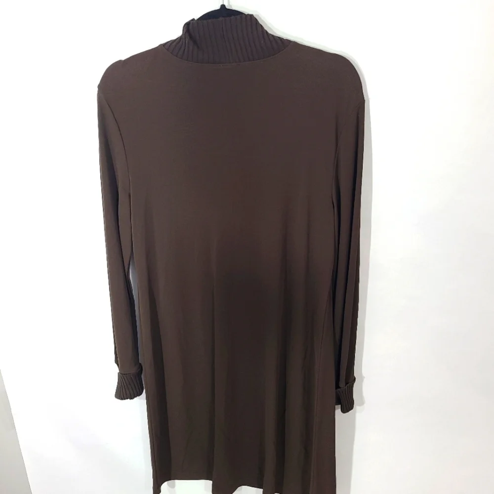 J. Jill Women's Size‎ MP Petite Brown Dress Long Sleeve Mock Neck Office Party